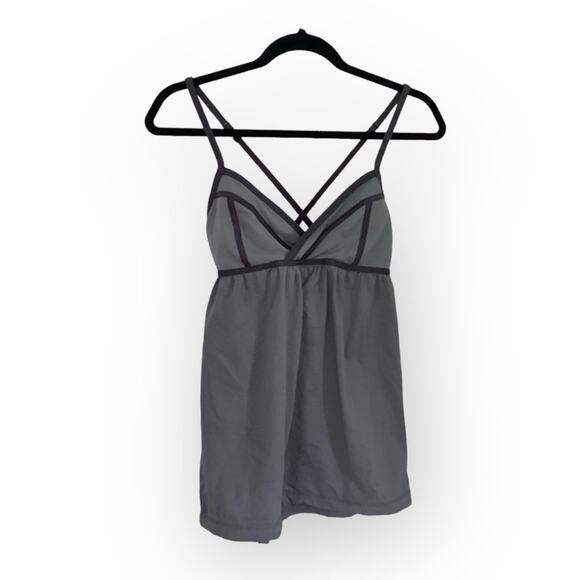 lululemon athletica Tops - Lululemon Blue Grey Back Crisscross Strappy Athletic Tank Top 6